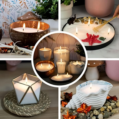 PHYMAT 3.5oz Pearled Candle, Candle Sand Wax with 50pcs Wicks, Refillable Sand Candles Kit for DIY Candles Making, Handmade Candles