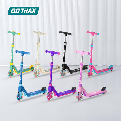 Gotrax K03 Kick Scooter for Kids, 5" LED Lighted Wheels and Adjustable Handlebars, Lightweight Design and Anti-Slip Deck, Max Load 110 Lbs, Kids Scooter for Boys & Girls Ages 3+, Blue