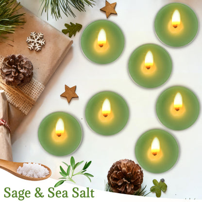 Serene Sage & Coasta Sea Salt Scented Tealight Candle 12Pack Sage Green Tea Light Candles Hand-Poured Smokeless 4 Hour Burn Time Candle Perfect for Relaxation Calming Ambiance Home Spa