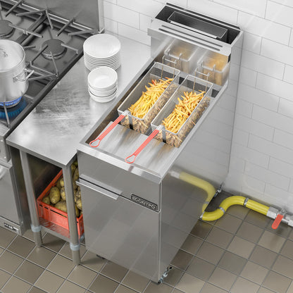 EGGKITPO (ECF3-NG) 40LB 90,000 BTU Natural Gas Fryer and 10L×2 Commercial Fryer with Timer and Basket Dual Tank Fryer(120v 3600w)