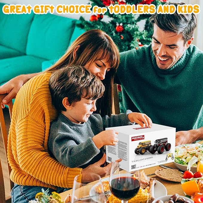 Remote Control Car RC School Bus for Kids RC Monster Truck Toy 2.4GHz 1:18 Scale Model Vehicle with LED Lights Sounds Racing Sport Toy Car for Adults Boys Girls Kids Gift 2Pcs Batteries
