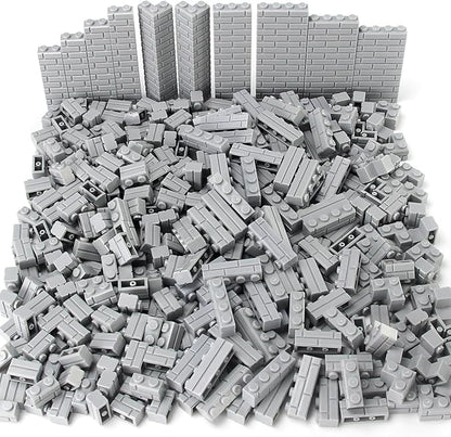 Feleph Masonry Bricks Set 450 Pcs Wall Building Accessories Diverse Creative Construction Bulk Parts and Pieces Classic Blocks Toy Compatible with Major Brands (Gray)
