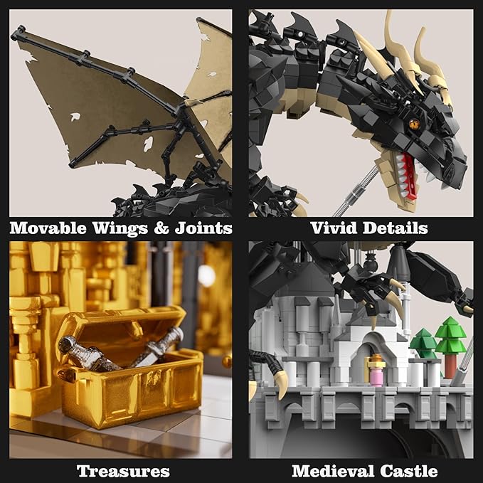 Dragon Building Toys Medieval Building Blocks Set for Adults Teens 14+ Years Old Boys Girls DIY Model Building Kits Hobbies Decor Graduation Birthday Housewarming (2363PCS)
