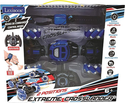 LEXiBOOK Extreme Crosslander Off-Road Remote Control car up to 12km/h Light Effects Remote Control &amp Gesture Control Bracelet Included Music Rechargeable RC50