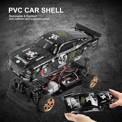 GoolRC RC Drift Car 1:18 Scale 2.4GHz 4WD 30KM/H High Speed Remote Control Racing Car with LED Light Strip and 2 Batteries for Adults