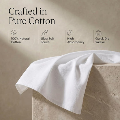 Urban Villa Kitchen Towels 100% Cotton Dish Towels for Kitchen(Set of 6) 20”x30” Dish Cloths Highly Absorbent Kitchen Linen Set with Hanging Loop Perfect for Drying Dishes Cleaning Hand Towels – White