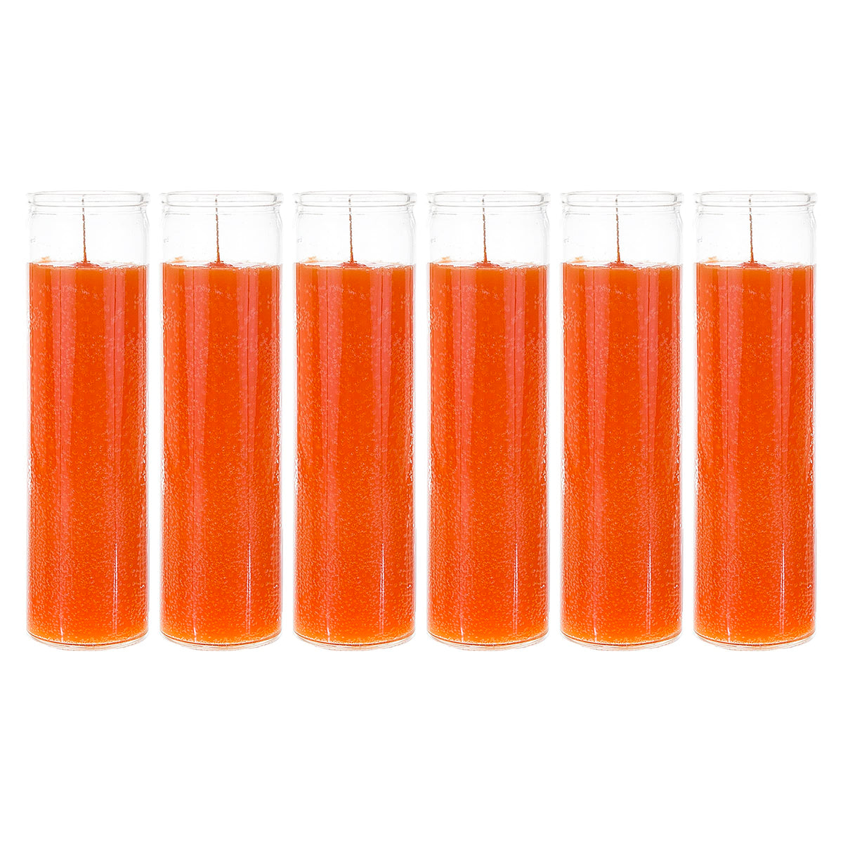 Mega Candles 6 pcs Unscented Orange 7 Day Glass Container Devotional Prayer Candles, Premium Wax Candle 2 Inch x 8 Inch, Sanctuary, Vigils, Prayers, Blessings, Religious, Memorials, Remembrance