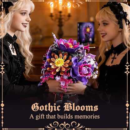 Flowers Bouquet Block SetElegant Purple Bouquet Building with Detailed Instructions for Parent-Child Bonding &amp Creative AchievementGift Idea with Purple Theme for Loved One or Gothic Decor Lover