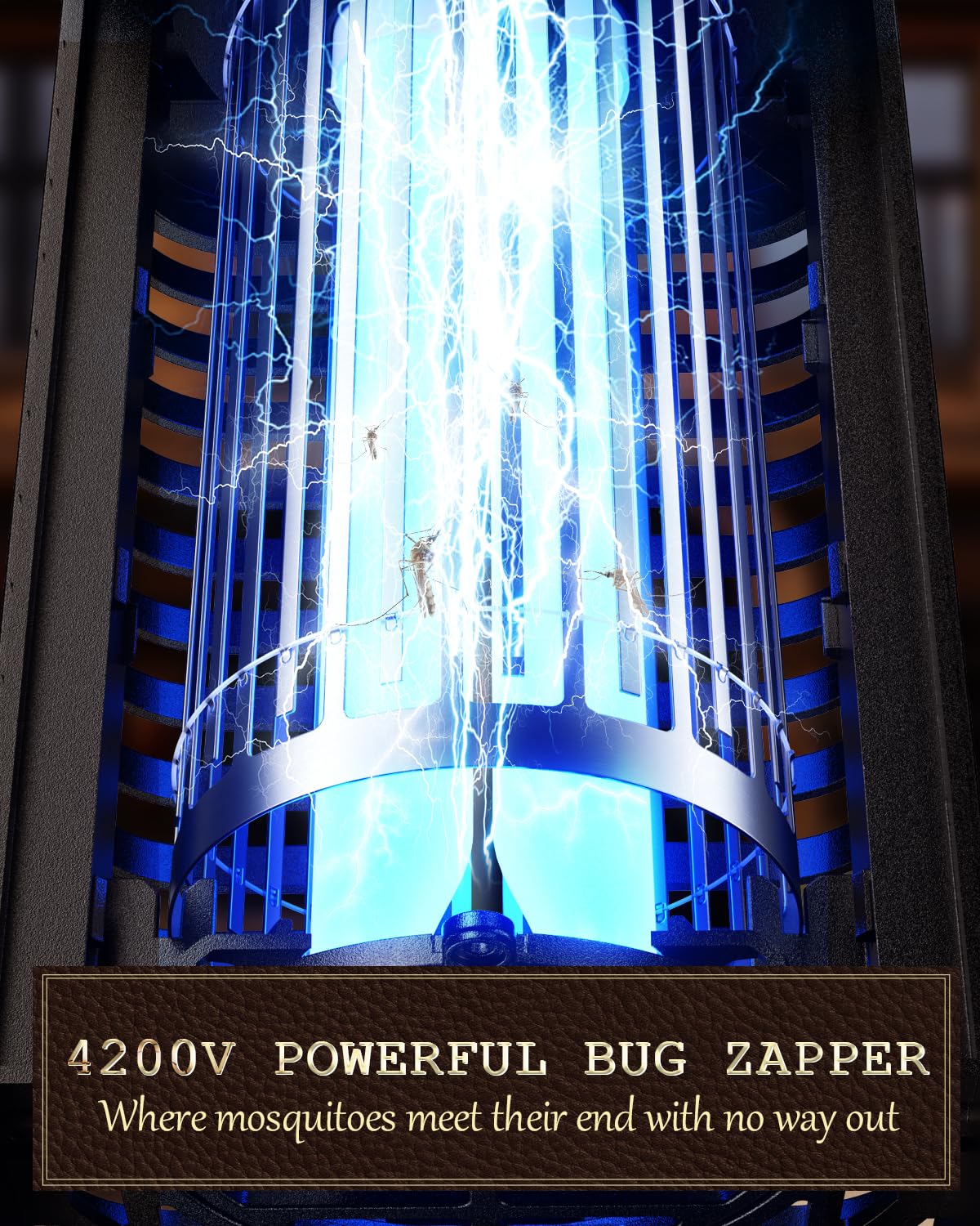 Minimoon Bug Zapper Outdoor with Dual LED Lights, 15W Mosquito Zapper 4200V Electric Fly Trap, Western Theme, IPX4 Waterproof, 5.9 Ft Cord, Fly Zapper for Backyard, Patio, Indoor