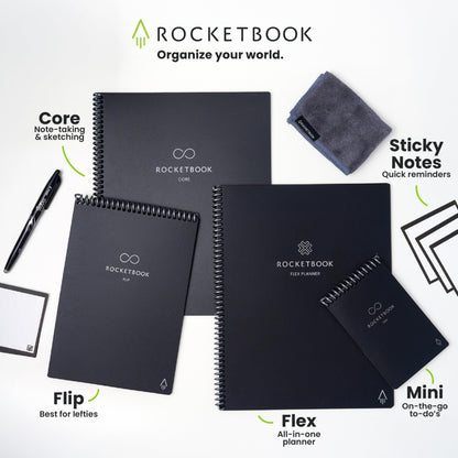Rocketbook Core Reusable Smart Notebook, Lined Pages For School, Work and Creative Projects, Letter Size 8.5x11, Green - Premium