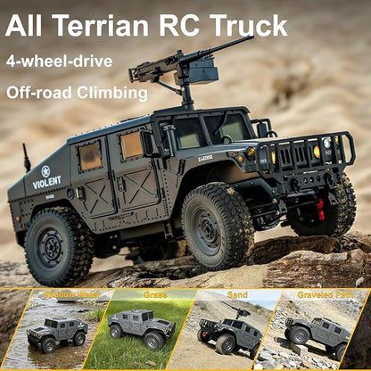 Skymaker RC Military Hummer 4WD RTR Off-Road Truck with Winch &amp Machine Gun