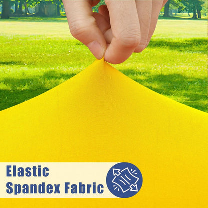 Moosfor Round Spandex Tablecloth, Elastic Fitted Waterproof Tablecloths for 31"-35" Tables, Stretch Washable Picnic Table Cover for Camping, Dining, Indoor and Outdoor, Yellow