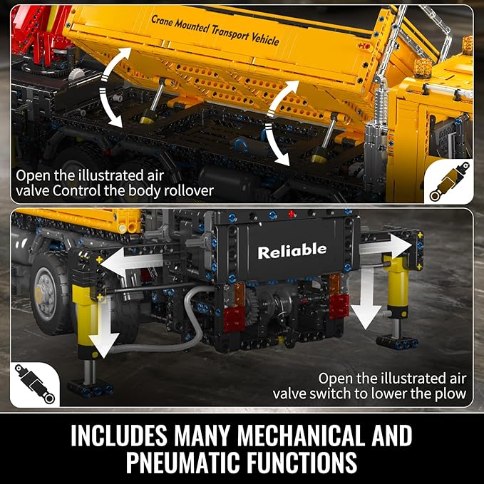 Mould King 17050 Technic Mobile Construction Crane Truck Building Blocks RC Pneumatic Heavy-Duty Truck Lorry Crane Building Set for Adult Construction Vehicles Model for Adults(4012 PCS)