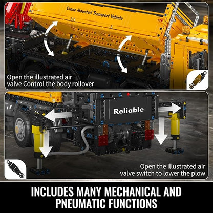 Mould King 17050 Technic Mobile Construction Crane Truck Building Blocks RC Pneumatic Heavy-Duty Truck Lorry Crane Building Set for Adult Construction Vehicles Model for Adults(4012 PCS)
