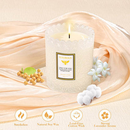 Gardenia Scented Candle, Candles for Home Scented, Gardenia Candle, Luxury Jar Candle for Women, Candles Gifts for Women, Natural Soy Wax, 7 oz 40 Hours