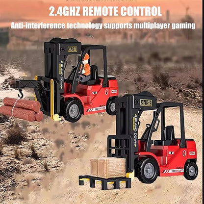 Remote Control Forklift 11 Channel 2 in 1 RC Forklift Transform Lift Fork &amp Hook 2.4Ghz RC Construction Vehicle Toy with Lights Sound Spray Function for Kids Adults