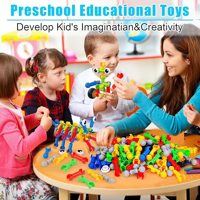 Kids STEM Building Toys for 3 4 5 6 7 8+ Year Old Boy Girl Birthday Gift 125 Pcs Preschool Classroom Educational Building Blocks Stem Kits Activities Ages 3-5 4-8 5-7 6-8 Engineering Creative Games