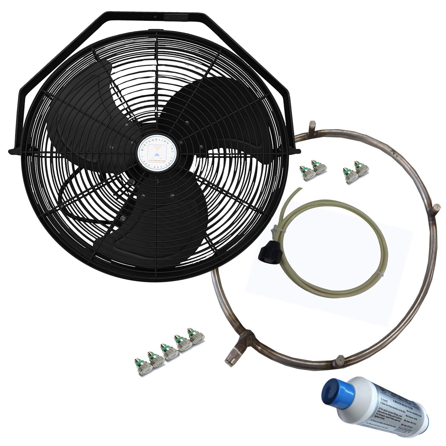 Black 18 Inch Misting Fan - Patio Outdoor Mist Fan For Residential, Restaurant and Commercial Use