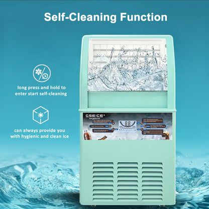 Commercial Ice Maker Machine, 100lbs/24H Ice Machine with 20lbs Storage Bin, 50 Cubes in 8-12 Mins, Small Size Freestanding/Under Counter Ice Maker, Support Gallon Bottle Water, Timer, Self-Cleaning