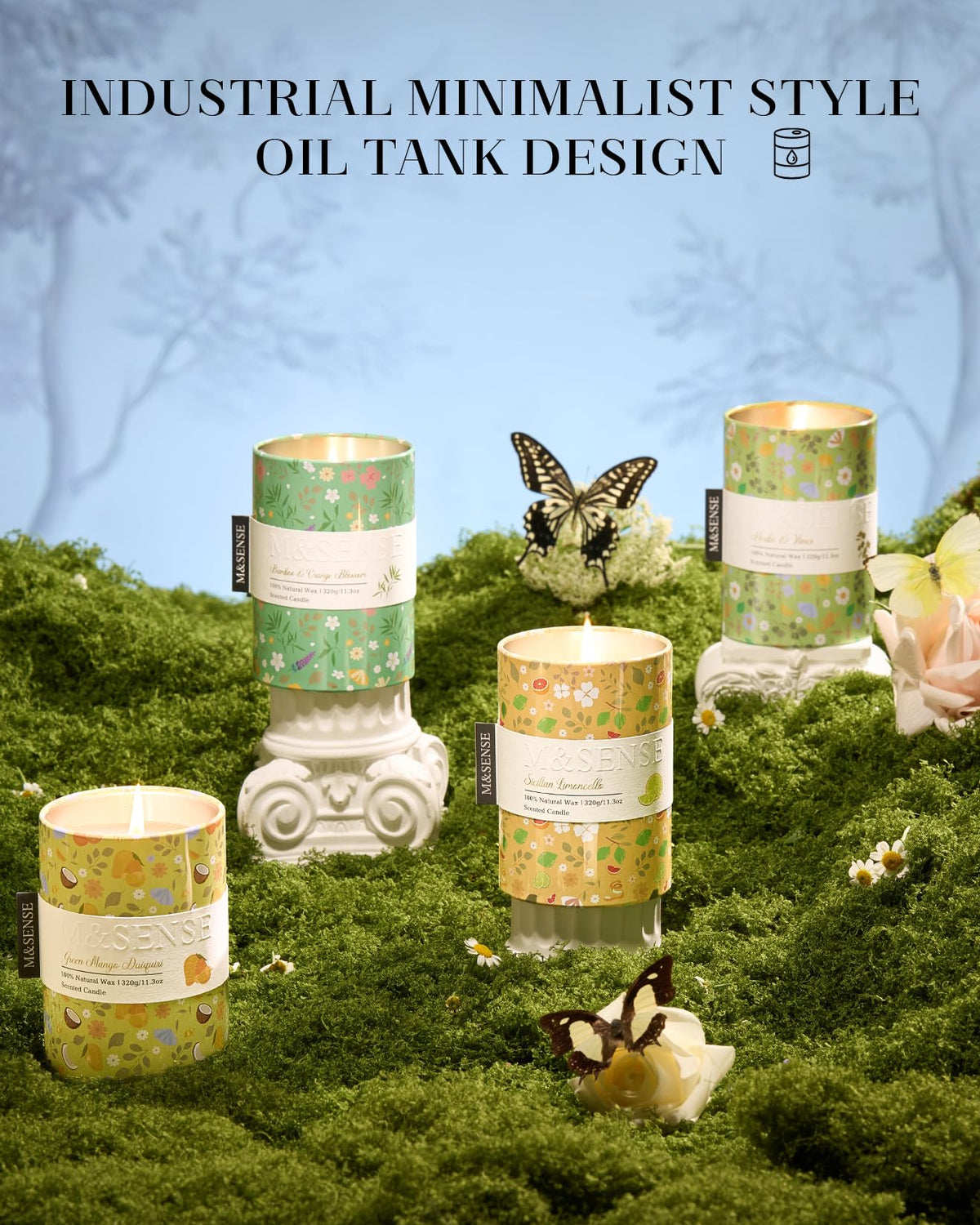 M&SENSE Spring Candle 11.3 oz,Honeysuckle Jasmine Scented Candle, Non-Toxin Soy Wax for Home Scented, Floral Candles for Women, Up to 70 Hours Burning Long-Lasting Fragrance