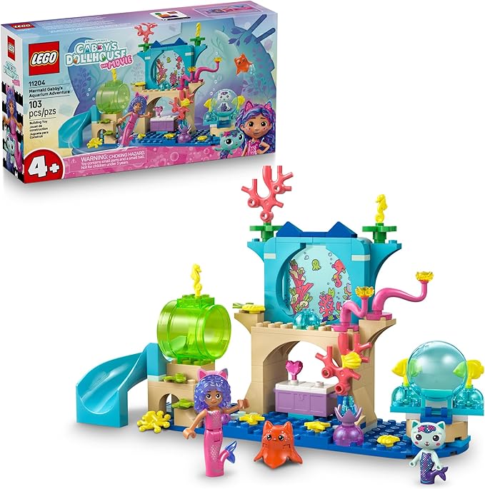 LEGO Gabby’s Dollhouse Mermaid Gabby’s Aquarium Adventure Building Blocks - Pretend Play &amp Learning Toy for Girls &amp Boys Ages 4+ - Includes Mercat Mini Dolls - Gift Idea for Birthdays - 11204