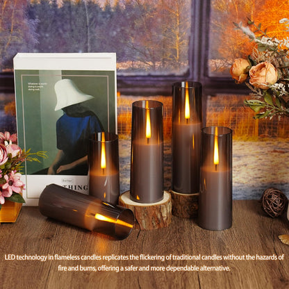Sasigeiaa Flickering Flameless Candles,Battery Operated, Flameless Candles with Remote, 2/4/6/8 Hour Timer, Realistic Jumping Flame Effect, Perfect for Home Decor, Holiday Decoration Pcs 9 (Grey)