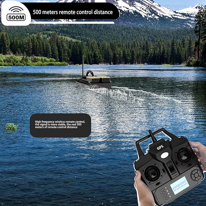 Zunate RC Fishing Bait Boat with for Pools and Lakes 1.5Kg Loading 500M Remote Control Fishing Boat Double Motor Dual Bait Automatic  Auto Return