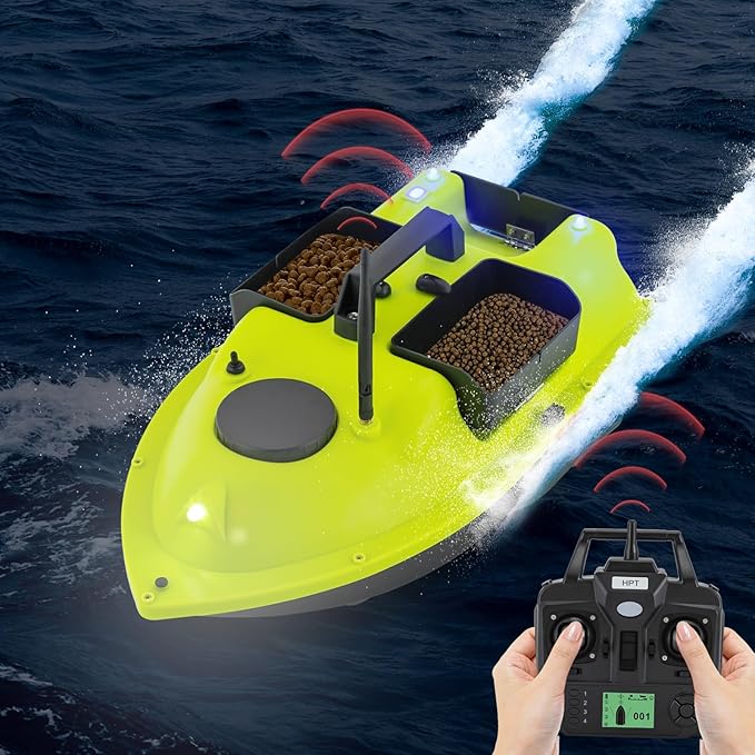 LYNICESHOP Fishing Bait Boat w/Dual 390 Motors generating 52W of Power 500m/1640ft RC Fishing Boat Bait Boats for Surf