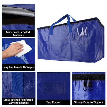 8 Pack Waterproof Moving Bags with Strong Zippers and Reinforced Handles, Real 100lb Capacity Extra Heavy Duty Large Storage Totes for Packing & Moving Storing, Alternative to Moving Boxes -95L,Blue