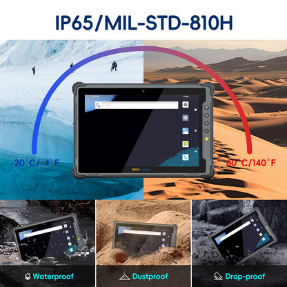 ONERugged M10T 10.1" Rugged Tablet with Zebra SE4710 2D Scanner, Android 14, 8GB+128GB Octa-Core PC, 1000nits Sunlight Readable Display, 10000mAh Battery, IP65 Waterproof for Warehouse