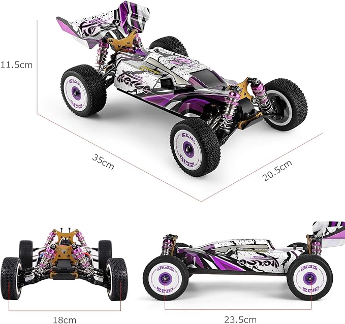 GoolRC WLtoys 124019 RC Cars 1/12 Scale 2.4GHz Remote Control Car for Adults 60km/h High Speed Racing Vehicle 4WD Off-Road RC Buggy Car with Aluminum Alloy Chassis and 2 Batteries