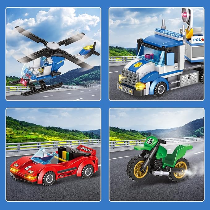 City Police Truck and Trailer Building Toy Compatible with Lego 469 Pcs Fun Educational STEM Learning Block Set Gift for Boys &amp Girls Age 6-12 Years Old