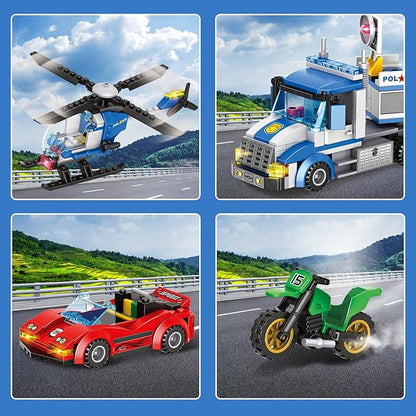 City Police Truck and Trailer Building Toy Compatible with Lego 469 Pcs Fun Educational STEM Learning Block Set Gift for Boys &amp Girls Age 6-12 Years Old