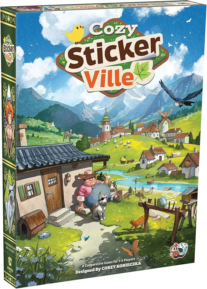 Asmodee Cozy Stickerville Board Game - Narrative Strategy Game of Village Building &amp Storytelling Family-Friendly Fun for Kids &amp Adults Ages 8+ 1-6 Players 30 Minute Playtime