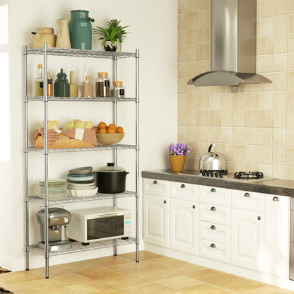 Auslar 5-Shelf Storage Shelves Heavy Duty 5 Tiers Standing Large Shelving Units Adjustable Metal Organizer Wire Rack, 14" x 36" x 72", Chrome