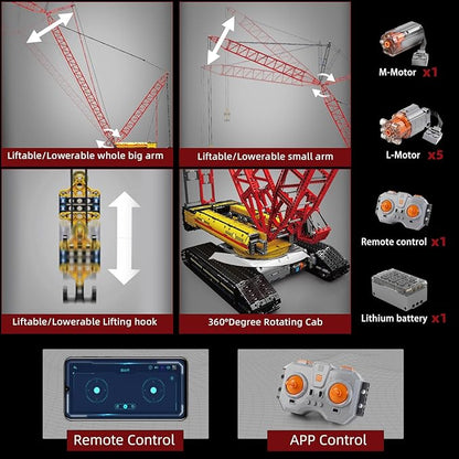 Mould King Crawler Crane LR13000 Building Block Kits Technical Construction Vehicles Cranes Model with Motor/APP Remote Control Gift for Age 14+/Adult Collections Enthusiasts (4318+ Pieces)