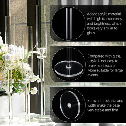 Vincidern 6pcs Clear Taper Candle Holder Set, Centerpieces for Tables, Acrylic Candlestick Holder for Dining Table, Wedding, Party, Holiday, Home Decor