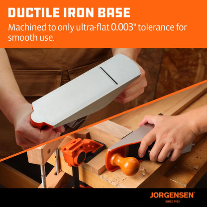 JORGENSEN No.4 10" Wood Plane , Hand Plane for Woodworking, Professional Smoothing Plane for Trimming, Craft - Hand Plane with Ductile Iron Body, Adjustable Cutting Depth