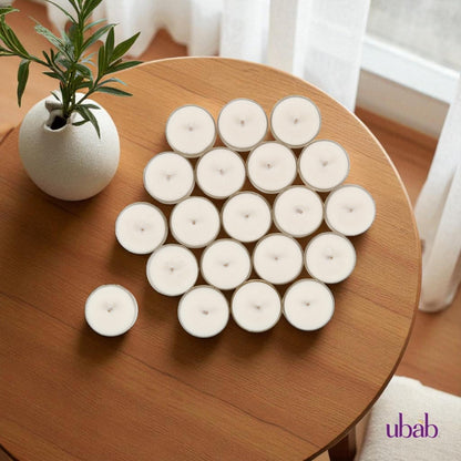 Ubab Handcrafted Scented Tealight Candle I Eco-Friendly Premium Soy Wax I Lavender Bliss I Set of 20 (38 cm X 15 cm)Tealights I 12 gm each I Upto 4.5 HRS Burn Time each I Premium Aromatherapy Candles