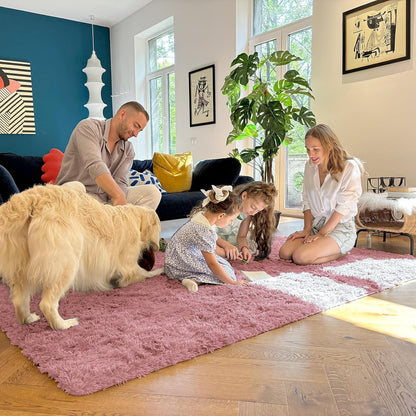 OLANLY Large Area Rug - Soft Fluffy Shaggy Carpet for Living Room & Bedroom | 6x9 ft, Pale Pink
