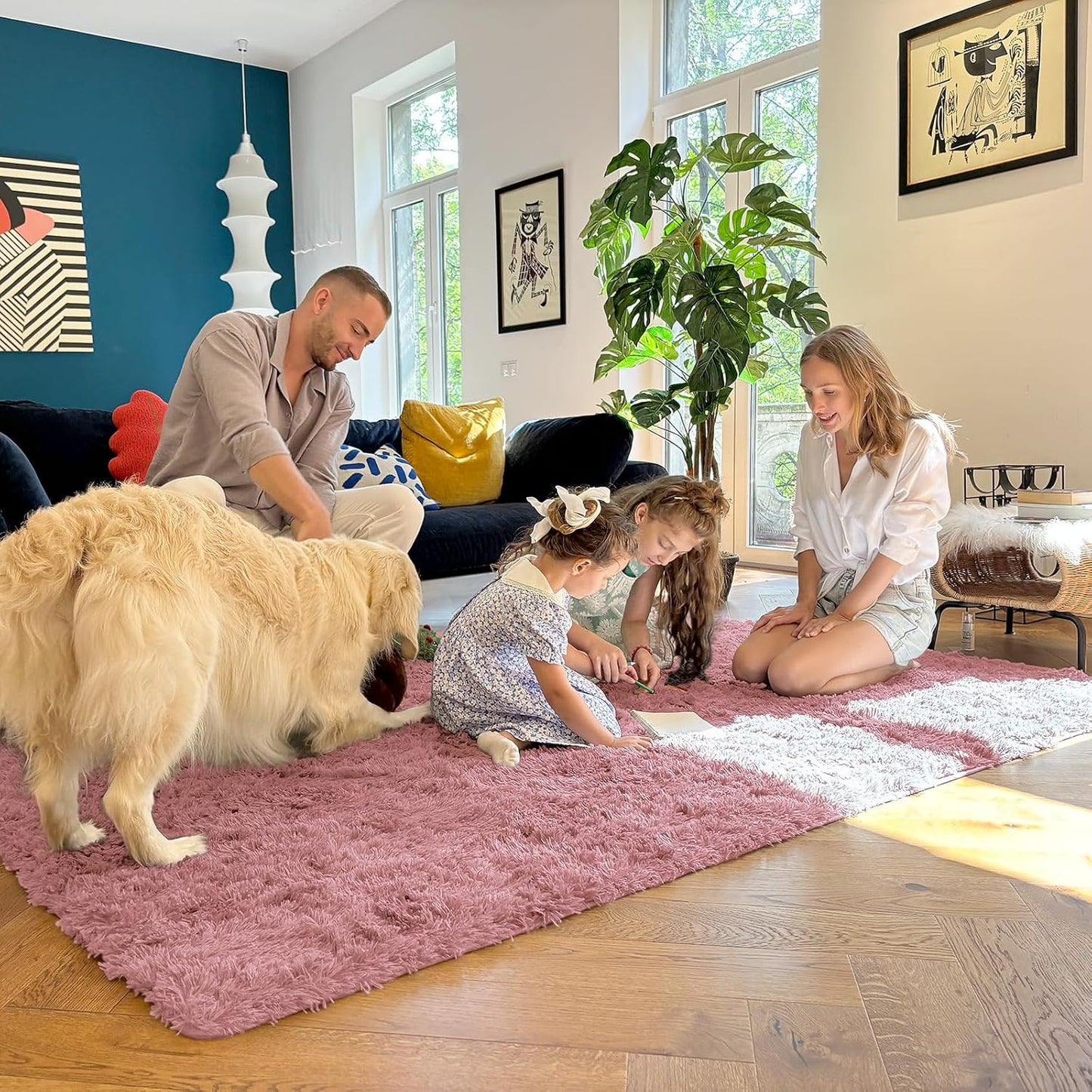 OLANLY Soft Fluffy Shaggy Runner Rugs - Machine Washable Indoor Carpet for Bedroom & Hallway | Pale Pink
