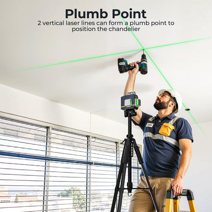 CIGMAN Laser Level Self Leveling 3x360° 3D Green Cross Line for Construction and Picture Hanging, Rechargeable battery, Remote Controller, Magnetic Rotating Stand Included