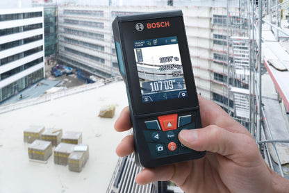 BOSCH GLM400CL 400 Ft Blaze Outdoor Connected Laser Measure, Includes 1.0 Ah 3.7V Lithium-Ion Battery & Charger, Micro USB Cable, Hand Strap, & Pouch