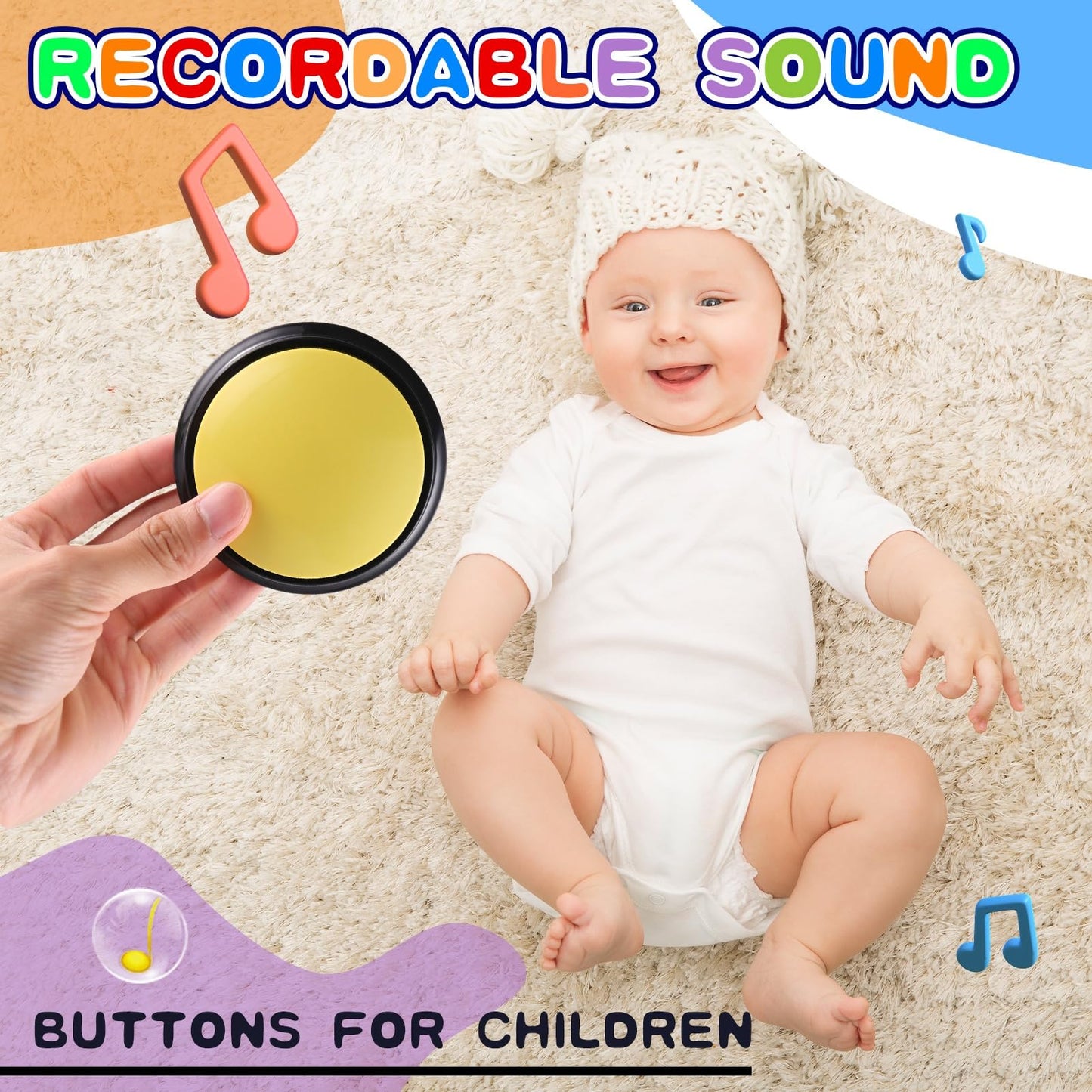 Ovveroche 6 Pieces Recordable Answer Buzzers Button Answer Buzzers Game Show Buzzer Recordable Button Classroom Buzzers Perfect for Study Office Home and Pet Buttons Training Toy
