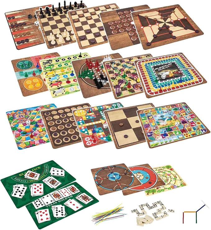 365 Games - Traditional Strategy Board &amp Card Games Tin Storage Container Game for Each Day of Year Family Ages 6+ 1-8 Players