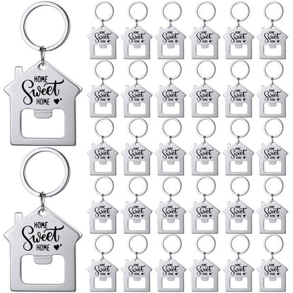 Jingmore 30 Pcs New Home Keychains Bulk Estate Agent Gifts Sweet House Keyrings Housekeeping Gift Housewarming Party Favors (Sweet Home)
