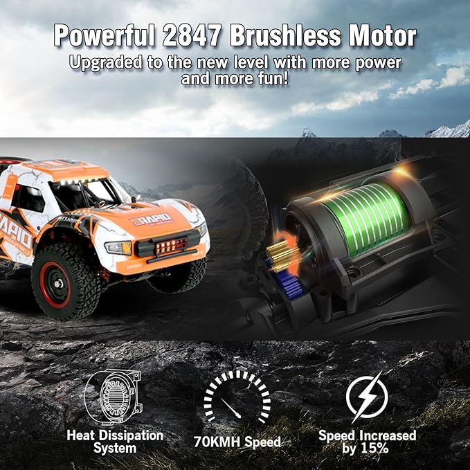 GoolRC 1:14 Brushless RC Trucks 70 KMH High Speed 4WD RTR Fast RC Cars All Terrain 2024 New Upgrade Electric Off-Road Remote Control Truck with 2 Batteries Vehicle Car Toys Gifts