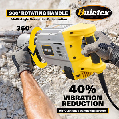 Demolition Jack Hammer Drill, MAX 3500W Jack Hammer Concrete Breaker 1900 BPM Heavy Duty Electric Jack Hammer, 60J Hammer Drill Chisel for Trenching and Breaking Holes