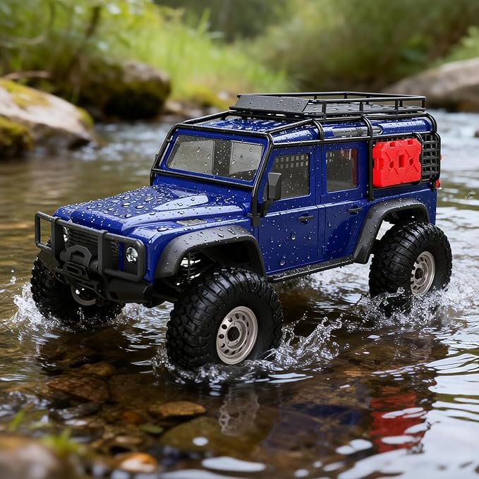 Cheerwing 1:18 Rock Crawler 2.4Ghz Car 4WD Off Road RC Monster Truck with Two-Speed Gearbox Hobby RC Car for Adults (Blue)