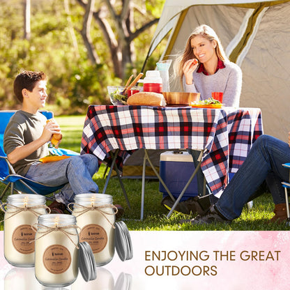MTLEE 4 Pcs Citronella Candles Outdoor 12 oz Citronella Scented Jar Candles Decorative with Silver Lid for Outdoor Patio Deck Backyard Camping